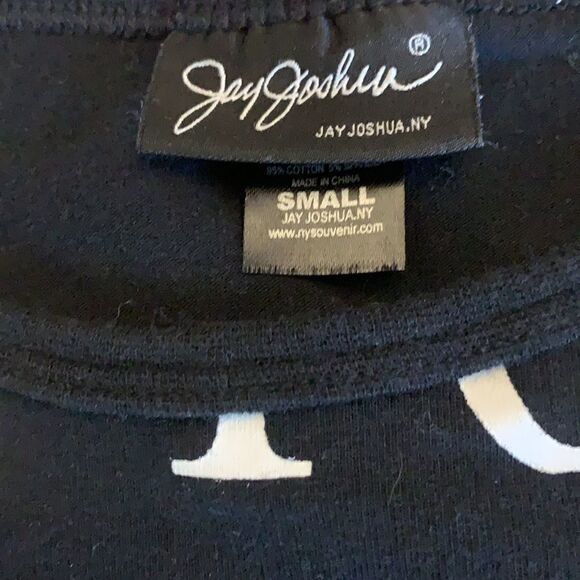 Jay Joshua, NY black short sleeve tee with New York white print jargon. Size S - Picture 6 of 6